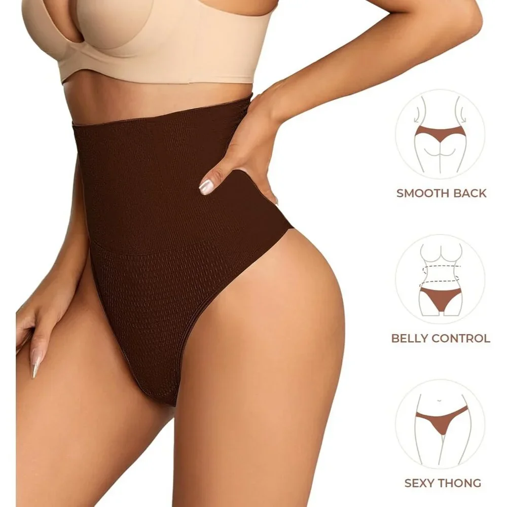 Women's Coffee Mid Waisted Tummy Control Shapewear Underwear Seamless Shaper - Picture 4 of 6